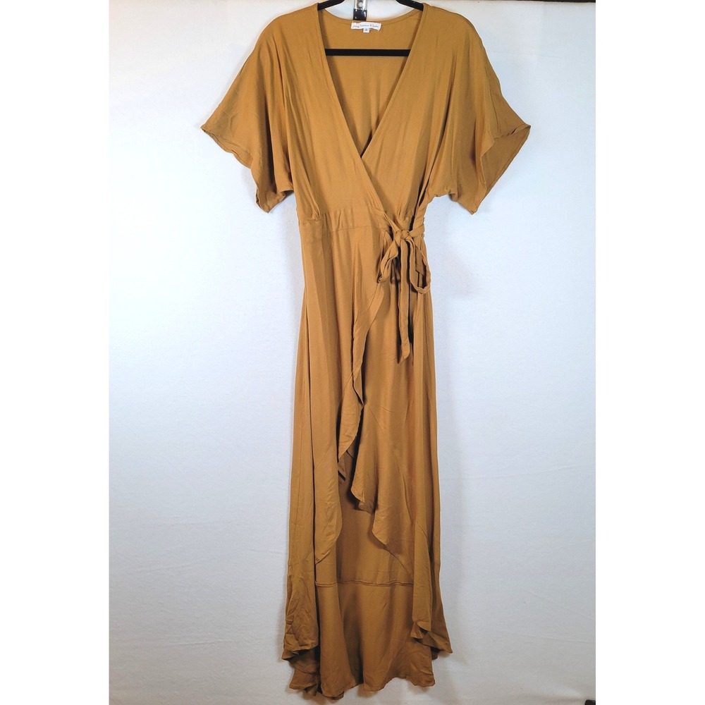 Young Fabulous & Broke Womens Rayon Wrap High Low Maxi Dress Size Small Brown